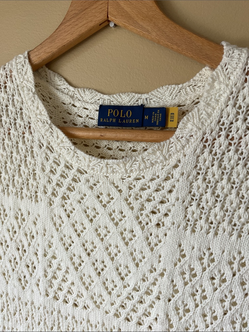Polo by Ralph Lauren White Short-Sleeve Knit Eyelet Top Size M - Picture 2 of 4